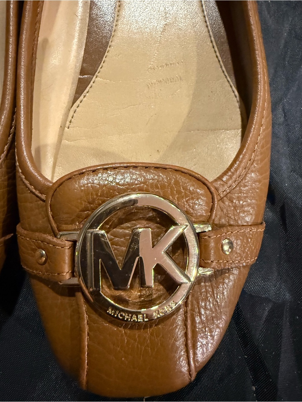 Michael Kors Women's Brown Leather MK Logo Ballet Flats - Picture 3 of 7